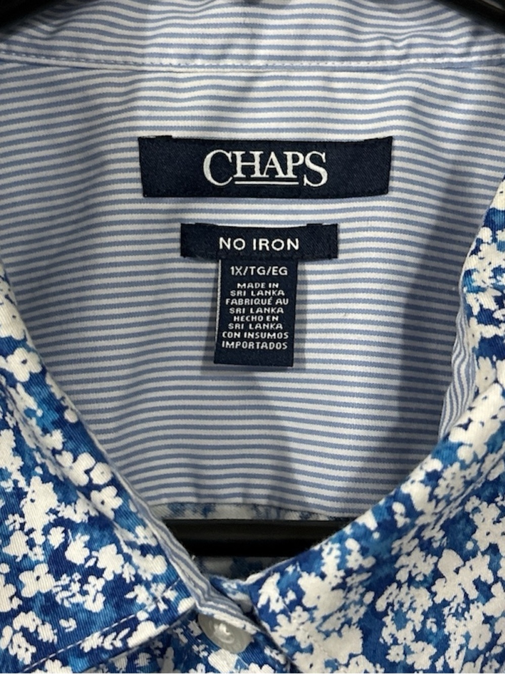Chaps Women's Blue and White Floral Button-Down Shirt - Picture 2 of 3
